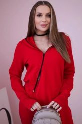 Komplet dresowy bluza z dłuższym bokiem czerwony. Czerwone bluzy damskie KESI, l, bez wzorów, z bawełny, bez kaptura. Za 334.56 zł.