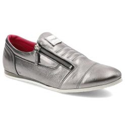 Półbuty damskie Karino, skóra naturalna zapinana zamkiem błyskawicznym, szaro-niklowe, 1677-127-P. Szare półbuty damskie Karino, bez wzorów, ze skóry, bez obcasa, bez zapięcia. Za 199.00 zł.