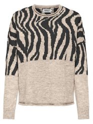 ONLY Sweter "Jade" w kolorze czarno-beżowym rozmiar: M. Czarne swetry klasyczne damskie Only, m, bez kołnierzyka. Za 105.14 zł.