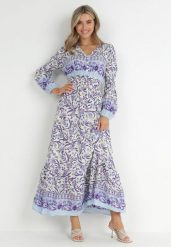 Fioletowo-Beżowa Sukienka Boho z Wiskozy Lohine. Fioletowe sukienki damskie Born2be, z aplikacjami, z wiskozy, boho, bez ramiączek. Za 119.99 zł.