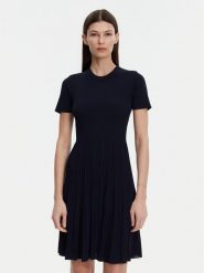 MICHAEL Michael Kors Sukienka dzianinowa MS5830OBFD Granatowy Slim Fit. Niebieskie sukienki damskie MICHAEL Michael Kors, bez wzorów, z dzianiny, bez ramiączek. Za 779.99 zł.