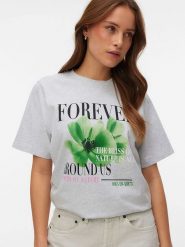 Vero Moda Koszulka w kolorze jasnoszarym rozmiar: L. Szare bluzki damskie Vero Moda, l, bez wzorów, z bawełny, bez kołnierzyka, bez ramiączek. Za 60.99 zł.