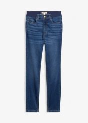 Dżinsy Skinny z wysokim stanem, wygodna talia. Niebieskie jeansy damskie bonprix, z podwyższonym stanem. Za 149.99 zł.