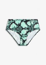 Figi bikini z wysoką talią. Zielone bikini bonprix, bez wzorów. Za 47.99 zł.