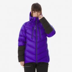 Kurtka alpinistyczna puchowa damska Makalu -24°C. Czarne kurtki sportowe damskie SIMOND, l, bez wzorów, z materiału, z kapturem. Za 889.99 zł.