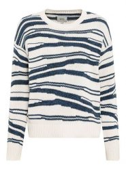 Camel Active Sweter w kolorze biało-granatowym rozmiar: XXL. Białe swetry klasyczne damskie Camel Active, xxl, z bawełny, bez kołnierzyka. Za 188.85 zł.