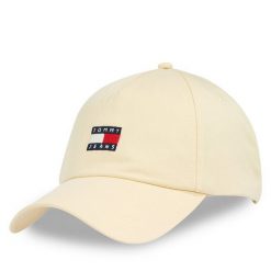 Czapka z daszkiem Tommy Jeans. Żółte czapki z daszkiem damskie Tommy Jeans, bez wzorów, z jeansu. Za 89.99 zł.