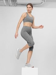 4F Legginsy treningowe 3/4 szybkoschnące damskie XS. Szare legginsy damskie 4F, xs, bez wzorów, z dzianiny. Za 79.99 zł.