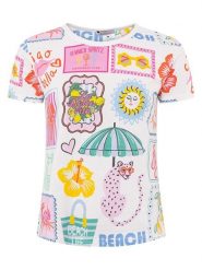 Zwillingsherz Koszulka "Beach" ze wzorem rozmiar: XL. Bluzki damskie Zwillingsherz, xl, bez wzorów, bez kołnierzyka, bez ramiączek. Za 122.38 zł.