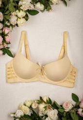 Beżowy Biustonosz Push Up Ozdobiony Bocznymi Wycięciami Biathy. Brązowe biustonosze Renee, bez wzorów. Za 34.99 zł.