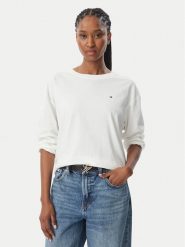 Tommy Hilfiger Bluzka Jersey UW0UW06593 Biały Regular Fit. Białe bluzki damskie Tommy Hilfiger, s, bez wzorów, z bawełny, bez kołnierzyka, bez ramiączek. Za 160.99 zł.