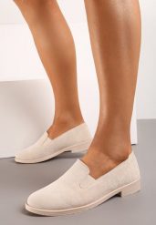 Beżowe Mokasyny Loafersy z Imitacji Zamszu Valtoria. Brązowe mokasyny damskie Born2be, bez obcasa. Za 64.99 zł.