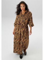 Aniston Sukienka w kolorze karmelowo-czarnym rozmiar: 52. Brązowe sukienki damskie Aniston, bez wzorów, z tkaniny, bez ramiączek. Za 126.99 zł.