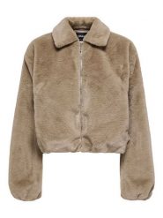 ONLY Pluszowa kurtka w kolorze beżowym rozmiar: XS. Brązowe kurtki damskie Only, xs, bez wzorów, z polaru, bez kaptura. Za 109.78 zł.