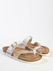 BACKSUN Japonki "Barcelone" w kolorze złoto-białym rozmiar: 39. Białe klapki damskie Backsun, bez wzorów, z materiału, z otwartym noskiem, bez obcasa, bez zapięcia. Za 132.36 zł.