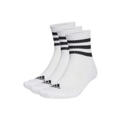 Skarpety adidas 3-Stripes Cushioned Sportswear Mid-Cut Socks 3P. Białe skarpetki damskie Adidas, bez wzorów. Za 49.09 zł.