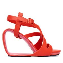 Sandały United Nude. Czerwone sandały damskie United Nude, bez wzorów, bez obcasa, na koturnie, bez zapięcia. Za 1,469.00 zł.