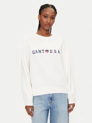 Gant Bluza 4200577 Biały Regular Fit. Białe bluzy damskie Gant, s, bez wzorów, z bawełny, bez kaptura. Za 339.99 zł.