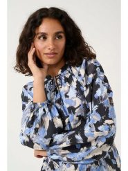 Kaffe Bluzka "Victoria" w kolorze błękitno-czarnym rozmiar: 44. Czarne bluzki damskie Kaffe, bez wzorów, bez kołnierzyka, bez ramiączek. Za 82.64 zł.