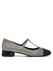 Tory Burch Baleriny Cap-Toe T-Strap Pave Heeled 159830 Srebrny. Szare balerinki damskie Tory Burch, bez wzorów, z tworzywa sztucznego. Za 1,289.00 zł.