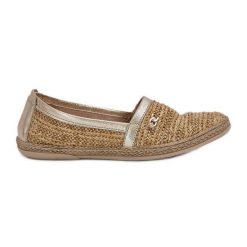 Eleganckie Skórzane Espadryle Z Plecionką Zazoo 10178 Beżowo-Złote beżowy. Brązowe espadryle damskie bez wzorów, ze skóry, bez obcasa. Za 415.65 zł.