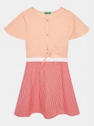 United Colors Of Benetton Sukienka codzienna 47KTCV01B Pomarańczowy Regular Fit. Brązowe sukienki dziewczęce United Colors Of Benetton, bez wzorów, z bawełny, bez ramiączek, proste. Za 99.99 zł.