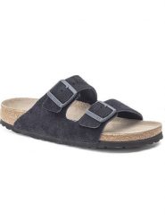 Birkenstock Skórzane klapki "Arizona" w kolorze granatowym rozmiar: 38. Niebieskie klapki damskie Birkenstock, bez wzorów, ze skóry, z otwartym noskiem, bez obcasa, bez zapięcia. Za 439.24 zł.