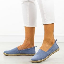 Niebieskie espadryle damskie, półbuty Potocki 16332. Niebieskie espadryle damskie POTOCKI, bez wzorów, z zamszu, bez obcasa. Za 89.00 zł.
