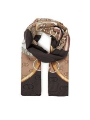 Liu Jo Chusta Foulard Flower Met 2F5078 T0300 Beżowy. Brązowe chusty damskie Liu Jo, bez wzorów, z materiału. Za 219.99 zł.