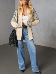 LA Angels Kardigan w kolorze kremowo-czarnym rozmiar: XL. Brązowe kardigany damskie LA Angels, xl, bez wzorów, z tkaniny. Za 173.99 zł.