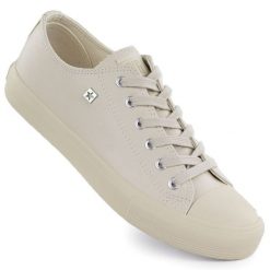 Trampki niskie damskie ekoskóra beżowe Big Star TT274019. Brązowe trampki damskie Big Star, bez wzorów, z tkaniny, bez zapięcia. Za 149.99 zł.