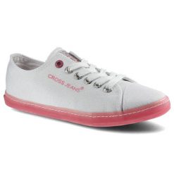 Białe Trampki Cross Jeans Damskie Lekkie Półbuty. Białe trampki damskie Cross Jeans, bez wzorów, z jeansu, bez zapięcia. Za 99.99 zł.