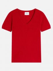 Perfect Cashmere Kaszmirowa koszulka "Efimia" w kolorze czerwonym rozmiar: XL. Czerwone koszulki damskie Perfect Cashmere, xl, bez wzorów, z kaszmiru, bez kołnierzyka, bez ramiączek. Za 241.56 zł.