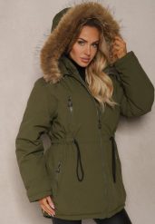 Ciemnozielona Zimowa Kurtka Parka Ozdobiona Futerkiem Sianila. Zielone kurtki damskie Renee, na zimę, l, z jeansu, bez kaptura. Za 289.99 zł.