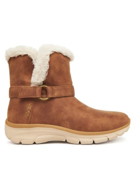 Skechers Botki Easy Going 168045/CSNT Brązowy. Brązowe botki damskie Skechers, ze skóry, bez obcasa, na płaskiej podeszwie, bez zapięcia. Za 289.99 zł.