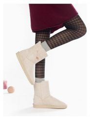 ISLAND BOOT Kozaki zimowe "Kinsac" w kolorze kremowym rozmiar: 38. Brązowe kozaki damskie Island Boot, na zimę, z materiału, bez obcasa, bez zapięcia. Za 100.52 zł.