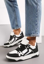 Czarno-Białe Sneakersy z Jeansowymi Wstawkami Asailla. Czarne obuwie sportowe damskie Born2be, z jeansu, bez zapięcia. Za 89.99 zł.