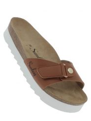 Sunbay Klapki "Bluebell" w kolorze jasnobrązowym rozmiar: 40. Brązowe klapki damskie Sunbay, bez wzorów, z otwartym noskiem, bez obcasa, bez zapięcia. Za 127.35 zł.