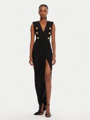 Balmain Sukienka wieczorowa DF0RP575JE50 Czarny Regular Fit. Czarne sukienki damskie Balmain, bez wzorów, z wiskozy, wizytowe, bez ramiączek. Za 10,799.00 zł.