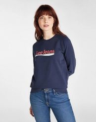 LEE CREW SWEATSHIRT DAMSKA BLUZA KLASYCZNA LOGO NADRUK DARK NAVY L53KBRNM 112112380. Niebieskie bluzy damskie Lee, l, bez wzorów, bez kaptura. Za 129.99 zł.