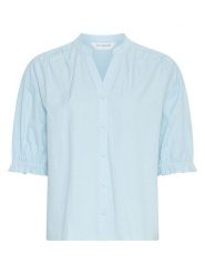 MOSS COPENHAGEN Bluzka w kolorze błękitnym rozmiar: L. Niebieskie bluzki damskie Moss Copenhagen, l, bez wzorów, z bawełny, bez kołnierzyka, bez ramiączek. Za 219.95 zł.