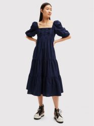 Desigual Sukienka codzienna Kalma 22WWVW56 Granatowy Regular Fit. Niebieskie sukienki damskie Desigual, bez wzorów, z bawełny, bez ramiączek. Za 479.99 zł.