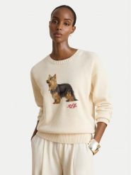LAUREN RALPH LAUREN Sweter 200B27841001 Beżowy jasny Relaxed Fit. Brązowe swetry klasyczne damskie Lauren Ralph Lauren, s, z bawełny, bez kołnierzyka. Za 1,018.99 zł.