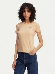 Lacoste T-Shirt TF5289 Pomarańczowy jasny Slim Fit. Brązowe t-shirty damskie Lacoste, bez wzorów, z bawełny, bez kołnierzyka. Za 206.99 zł.