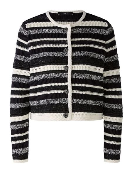 Oui Kardigan w kolorze czarno-białym rozmiar: 36. Białe kardigany damskie Oui, bez wzorów, ze splotem. Za 217.99 zł.