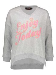 Miss goodlife Bluza "Enjoy today" w kolorze jasnoszarym rozmiar: M. Szare bluzy damskie miss goodlife, m, bez wzorów, z bawełny, bez kaptura. Za 147.91 zł.
