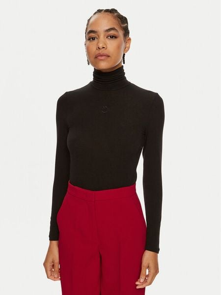 Pinko Golf Abdaly 102067 A24I Czarny Regular Fit. Czarne golfy damskie Pinko, l, bez wzorów, z wiskozy, bez ramiączek. Za 449.99 zł.