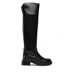Muszkieterki See By Chloé. Czarne kozaki damskie See By Chloé, bez obcasa, na słupku, bez zapięcia. Za 4,379.00 zł.