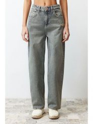 Trendyol Dżinsy - Comfort fit - w kolorze szarym rozmiar: 32. Szare jeansy damskie Trendyol, z podwyższonym stanem. Za 86.99 zł.