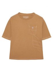 Guess T-Shirt L6RI07 K8HM4 Beżowy Regular Fit. Brązowe t-shirty i koszulki chłopięce Guess, z aplikacjami, z bawełny, bez kołnierzyka, bez ramiączek. Za 129.99 zł.